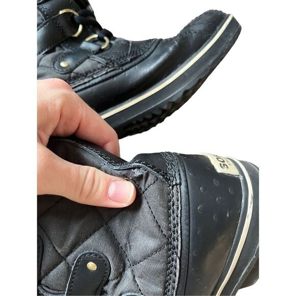 Sorel Joan Of Arctic Boots Black size 8 Snow Lace Up Faux Fur waterproof - Picture 4 of 14